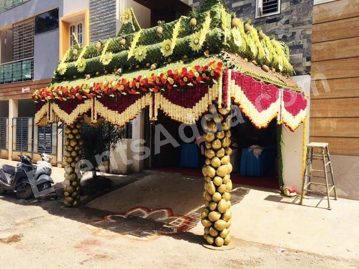royal-coconut-pillar-floral-entrance-canopy-decoration in Jaipur