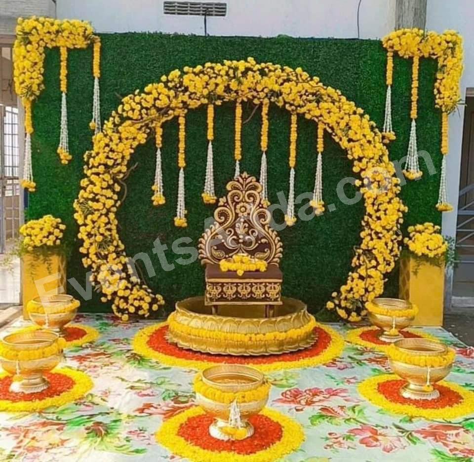 royal-floral-arch-haldi-ceremony-decoration Decoration in =Hyderabad