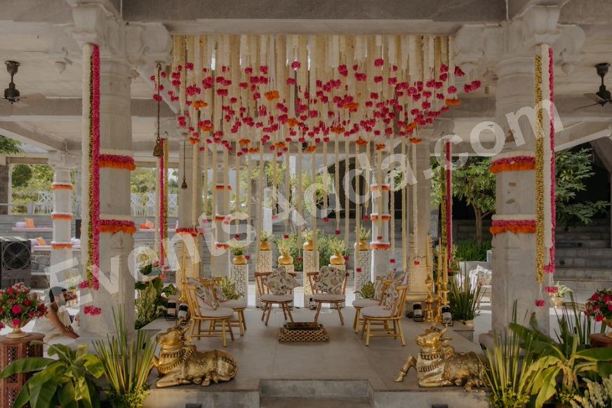 royal-floral-mandap-seating-decoration in Chandigarh