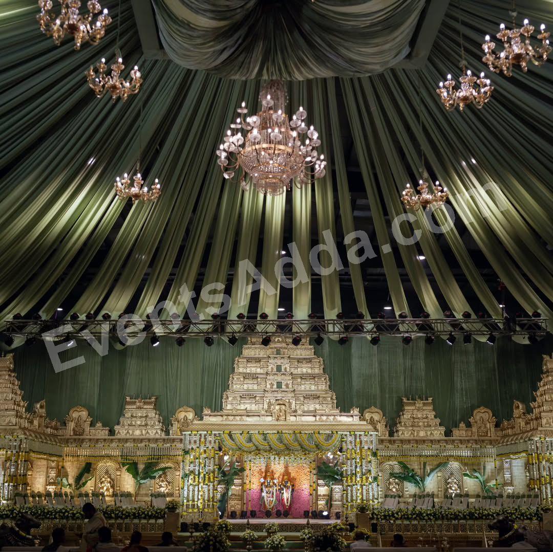 royal-green-draping--temple-inspired-wedding-stage-decoration Decoration in udaipur