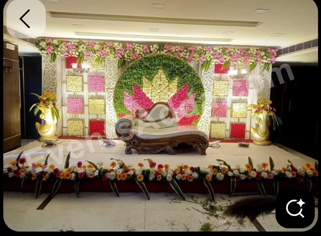royal-lotus-theme-floral-wedding-stage-decoration in Peddapalli