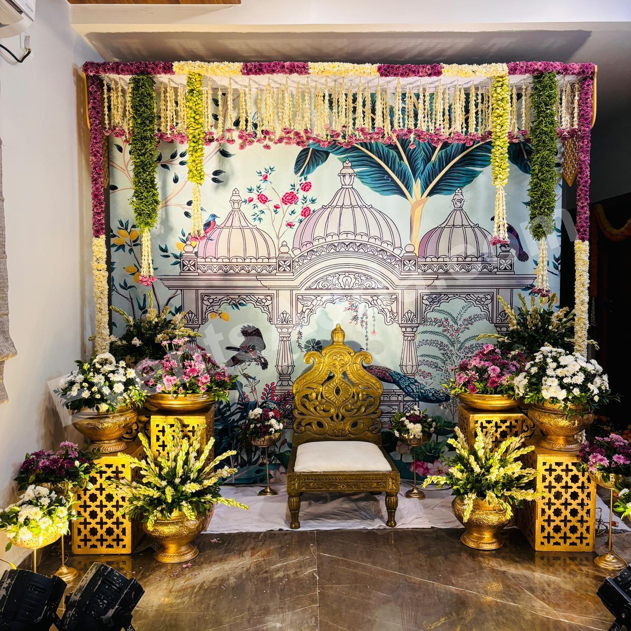 Royal Palace Floral Throne Stage Decoration Decoration in Ahmedabad