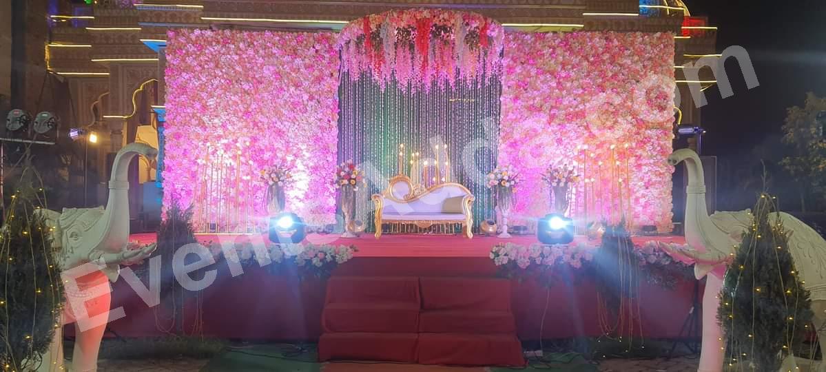 royal-pink-floral-reception-stage-decoration in Bangalore