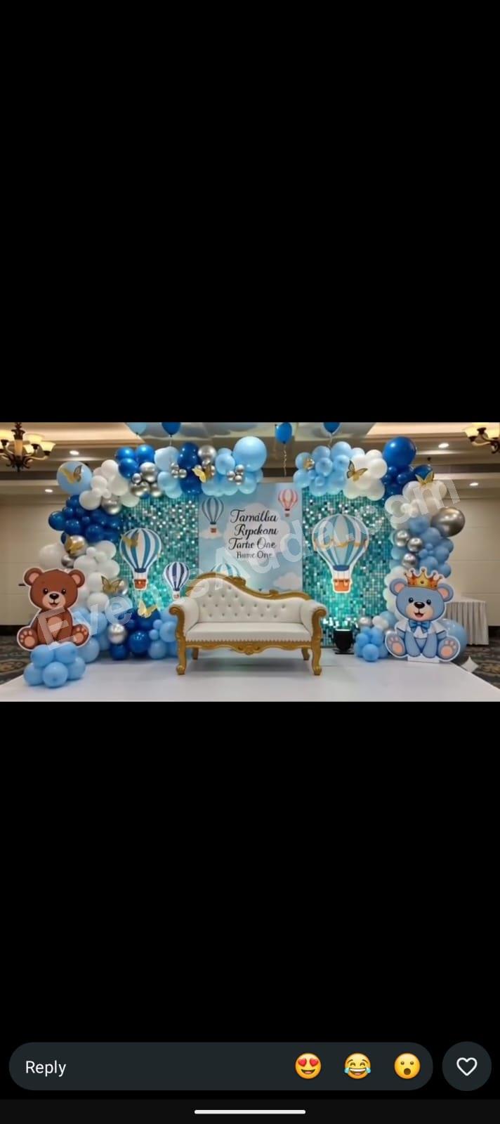 royal-teddy-bear-hot-air-balloon-first-birthday-stage-decoration Decoration in =Chandigarh
