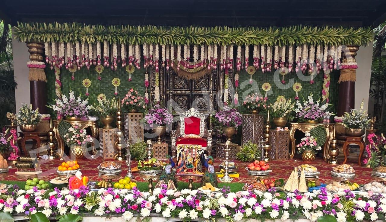 royal-traditional-floral-wedding--pooja-stage-decoration in Chandigarh