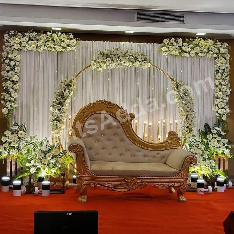 Royal White Floral Ring Wedding Stage Decoration Decoration in Siddipet