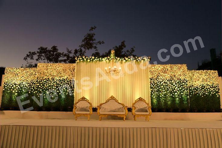 royal-white-floral-wedding-reception-stage-decoration in Chandigarh