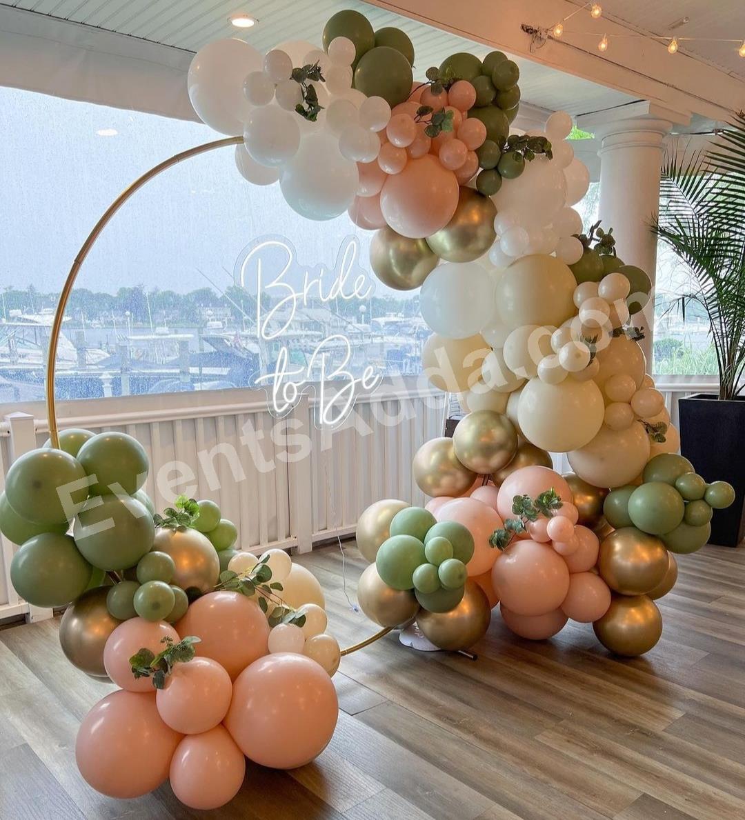 sage-green-bride-to-be-hoop-balloon-decoration in Nagarkurnool