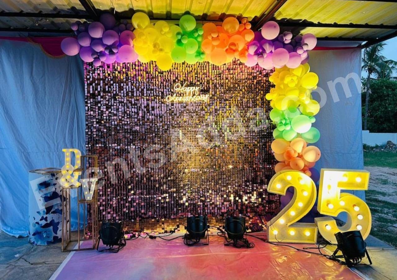 silver-shimmer-25th-anniversary-balloon-decoration in Vijayawada