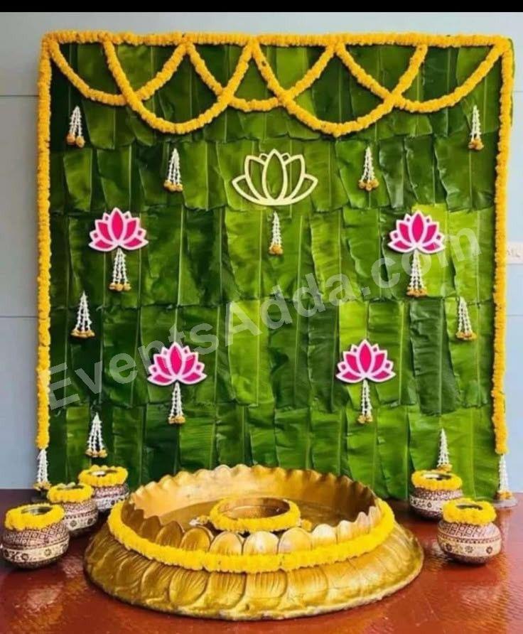 simple-banana-leaf-haldi--decoration in Ahmedabad