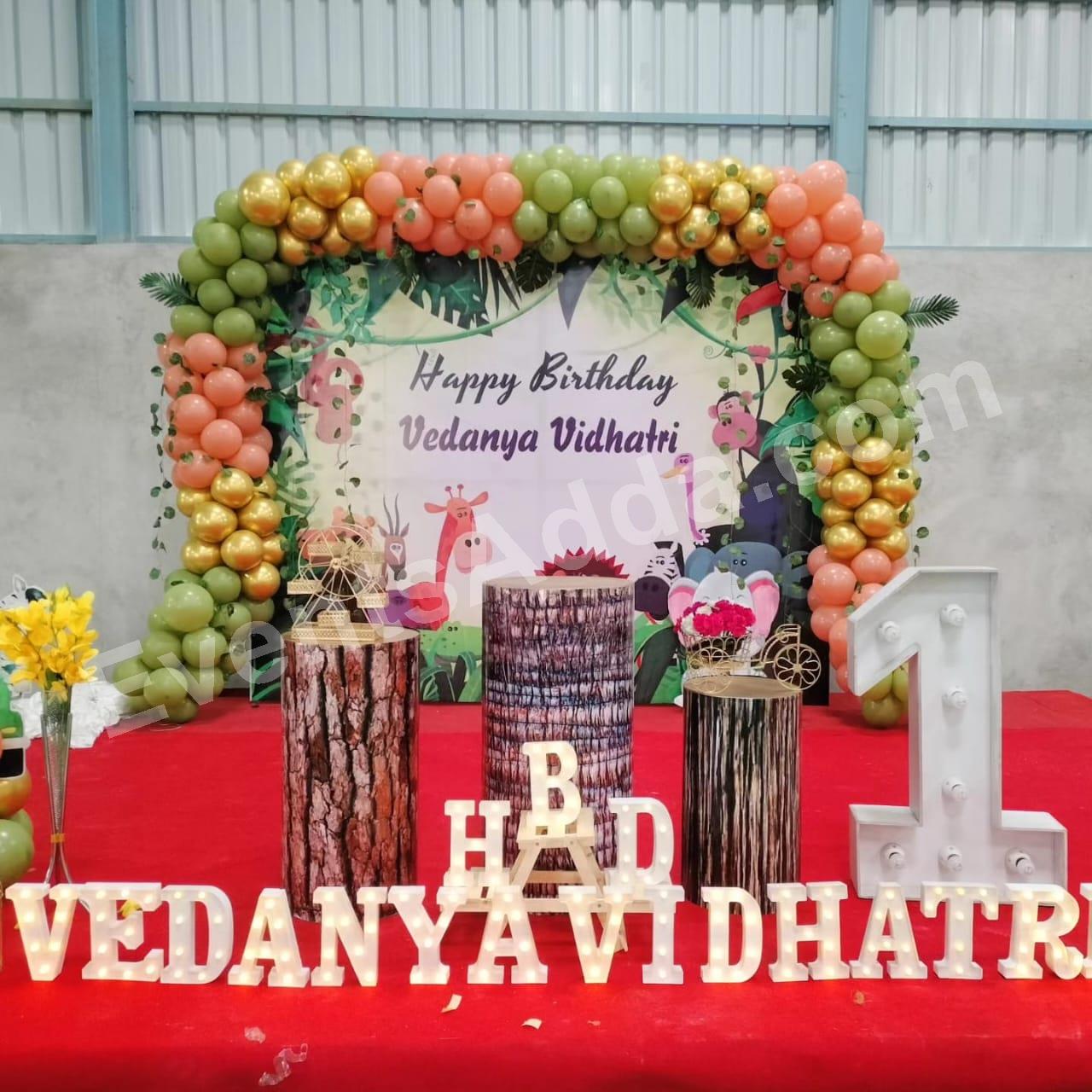 simple Jungle Safari Theme Birthday Decoration in Bangalore