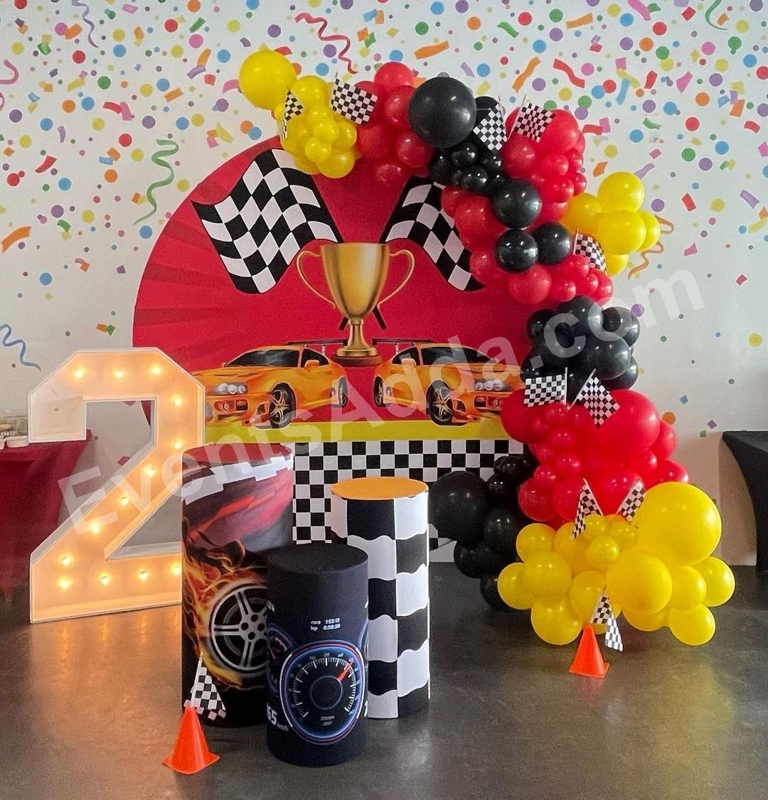 speed-racer-2nd-birthday-decoration in Vijayawada