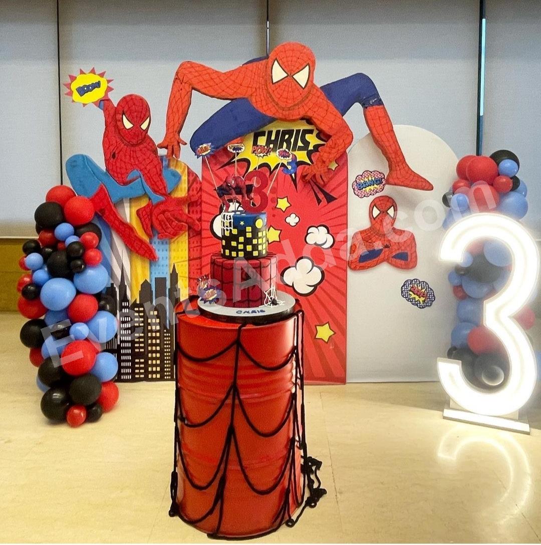 spider-man-3rd-birthday-cake-table-decoration in Jorhat