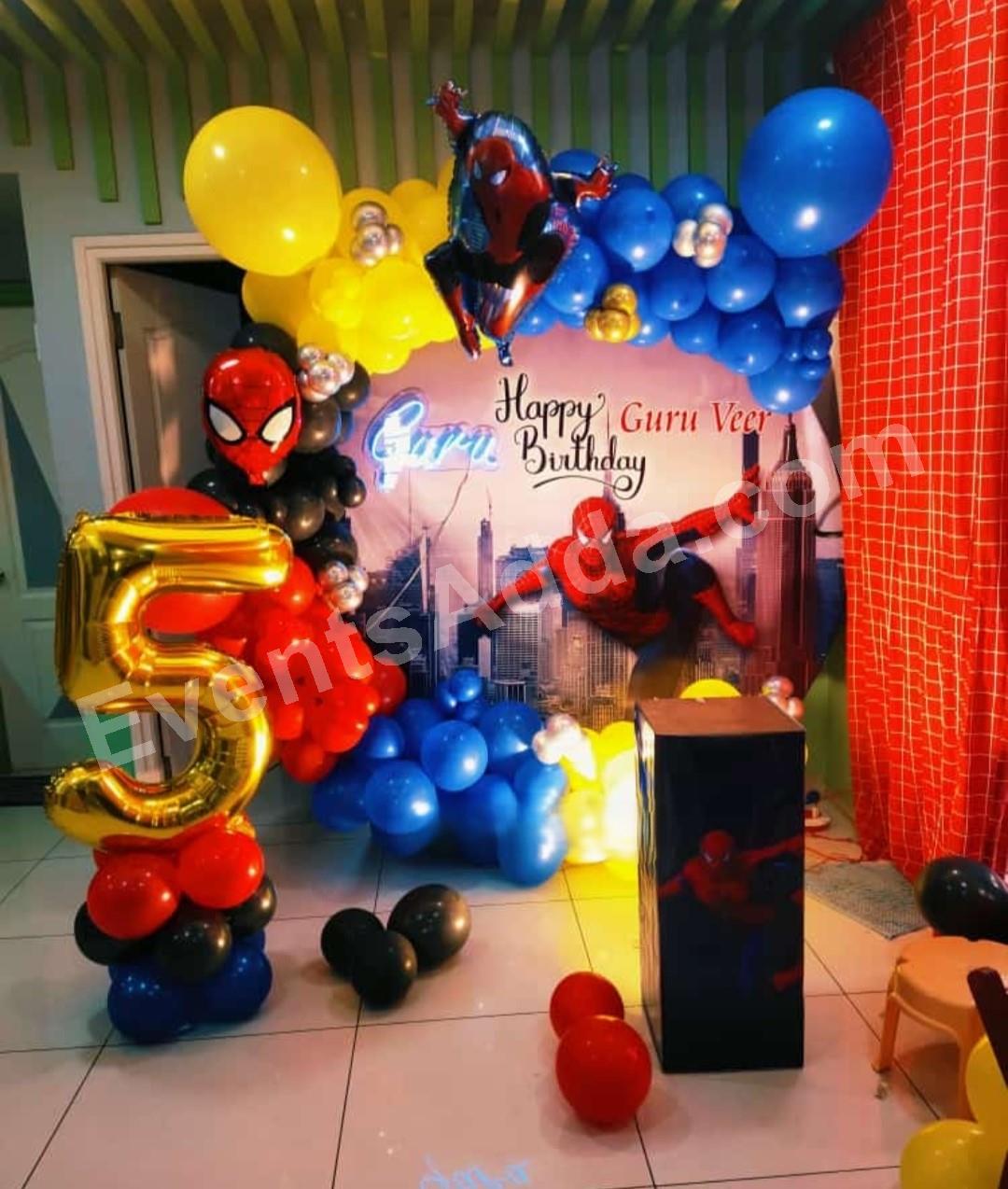 spider-man-5th-birthday-balloon-decoration-theme in Jorhat