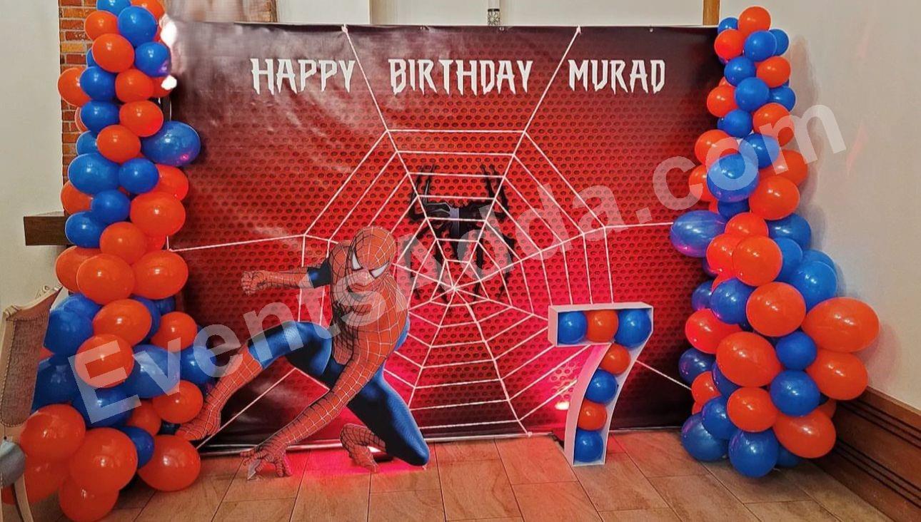 spider-man-web-theme-birthday-decoration in Adilabad