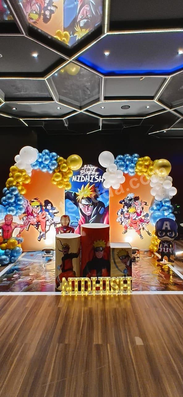 spiderman-and-naruto-theme-kids-birthday-balloon-decoration in Chandigarh