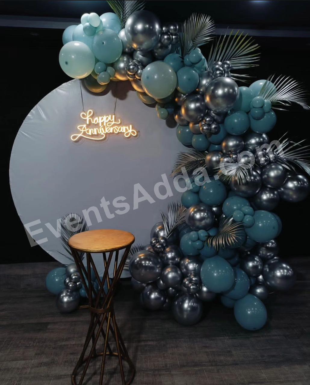 teal-and-chrome-silver-anniversary-backdrop-decoration in Nagarkurnool