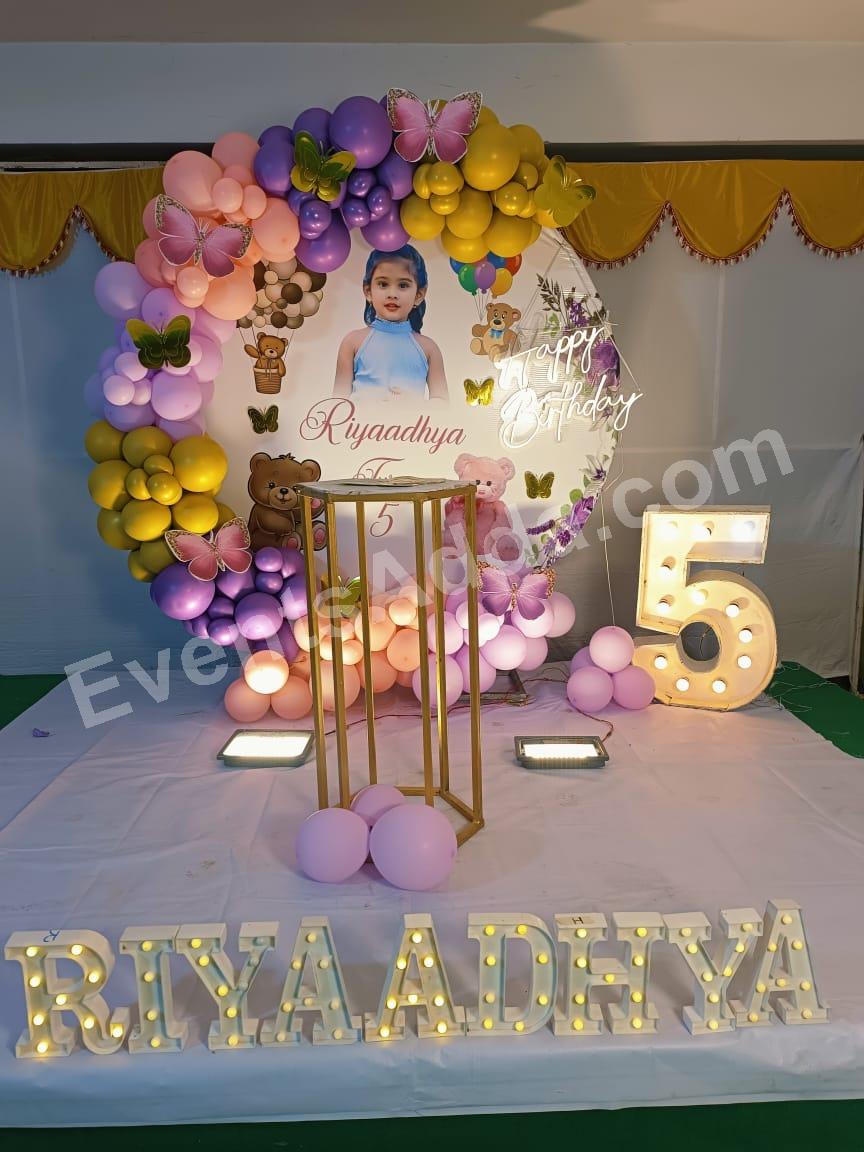 teddy-bear-butterfly-5th-birthday-decoration in Nagarkurnool
