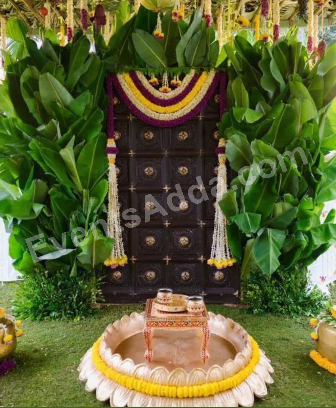 Traditional Banana Leaf Floral Backdrop Decoration Decoration in Ahmedabad