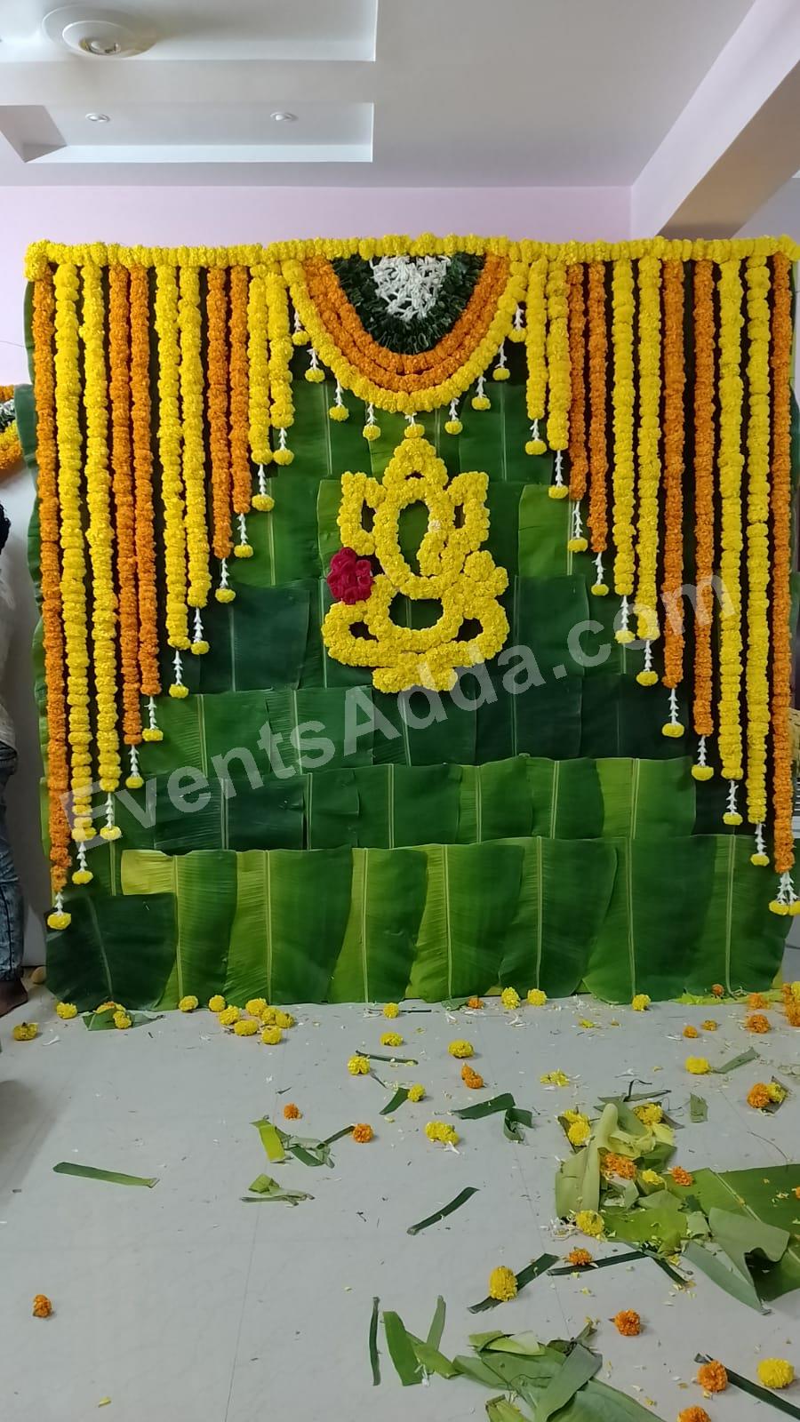 Traditional Banana Leaf Ganesha Backdrop Decoration Decoration in Siddipet
