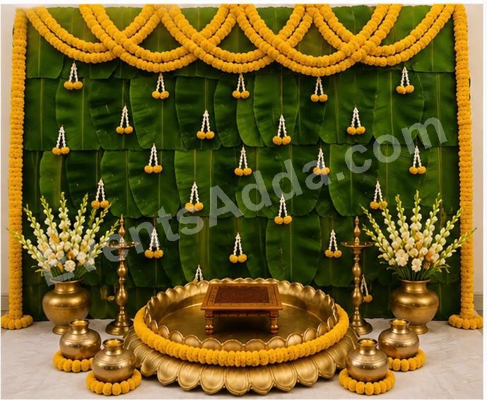 traditional-banana-leaf-haldi-ceremony-decoration in Kolkata
