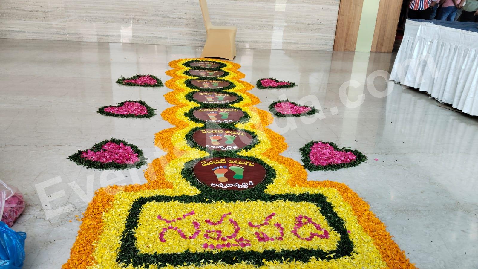 Traditional Floral Footprint Pathway Decoration in Udaipur