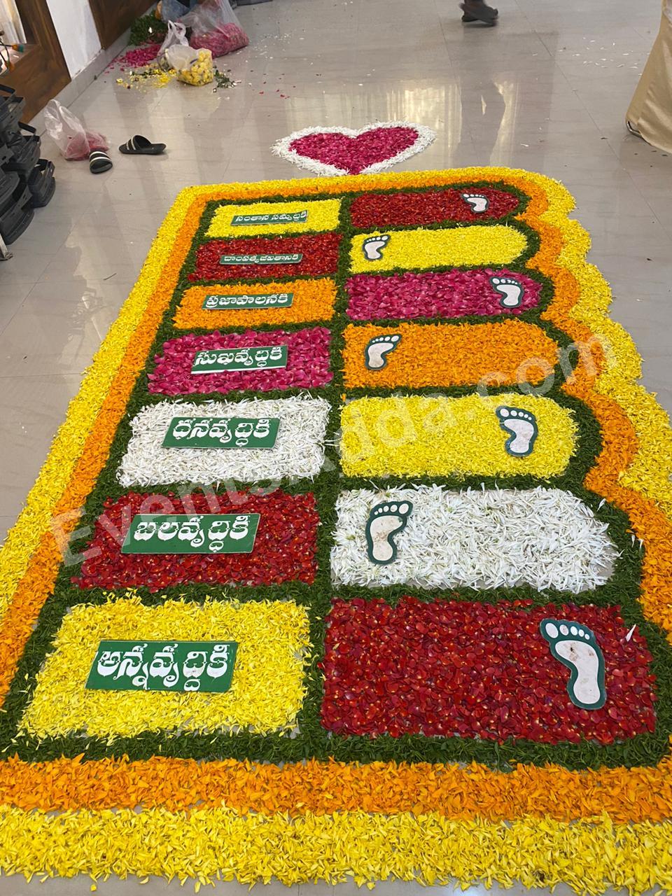 Traditional Floral Footprint Rangoli Decoration for your event in Udaipur