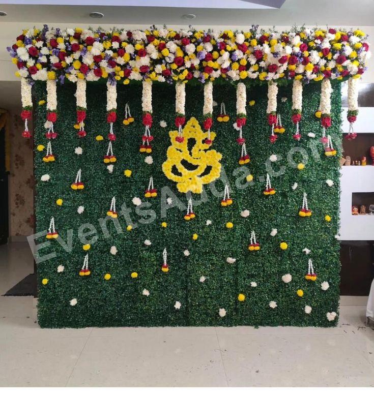 Traditional Floral Ganesha Green Wall Backdrop Decoration Decoration in Jaipur