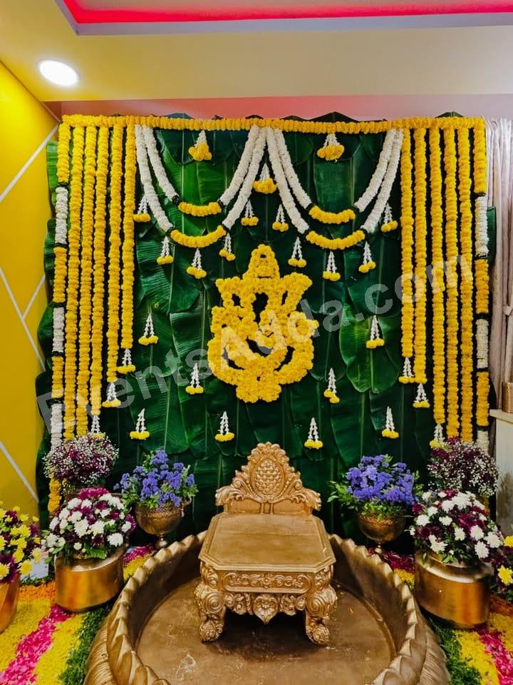 traditional-ganesha-floral-haldi-backdrop-decoration Decoration in =Hyderabad