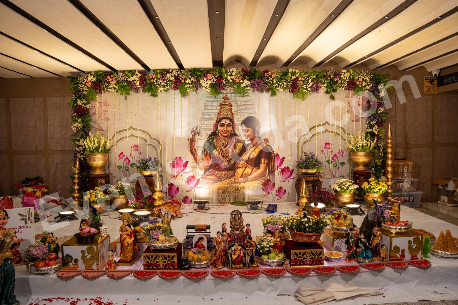 Traditional Goddess Floral Theme Stage Decoration Decoration in Malaysia