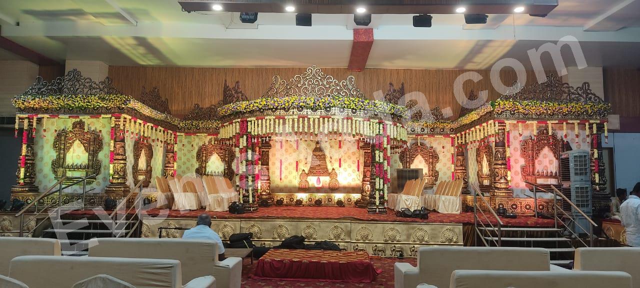 traditional-grand-temple-style-wedding-stage-decoration in Ahmedabad