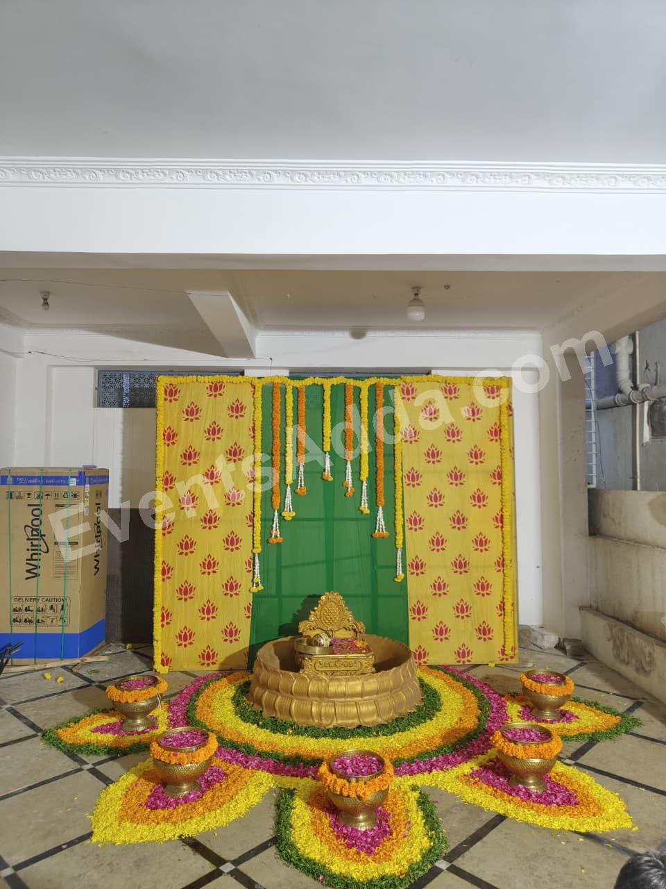 traditional-haldi-ceremony-lotus-theme-floral-backdrop-decoration Decoration in =Dubai