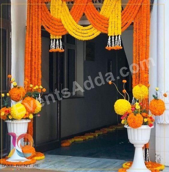 Traditional Marigold Door Entrance Decoration. in Udaipur