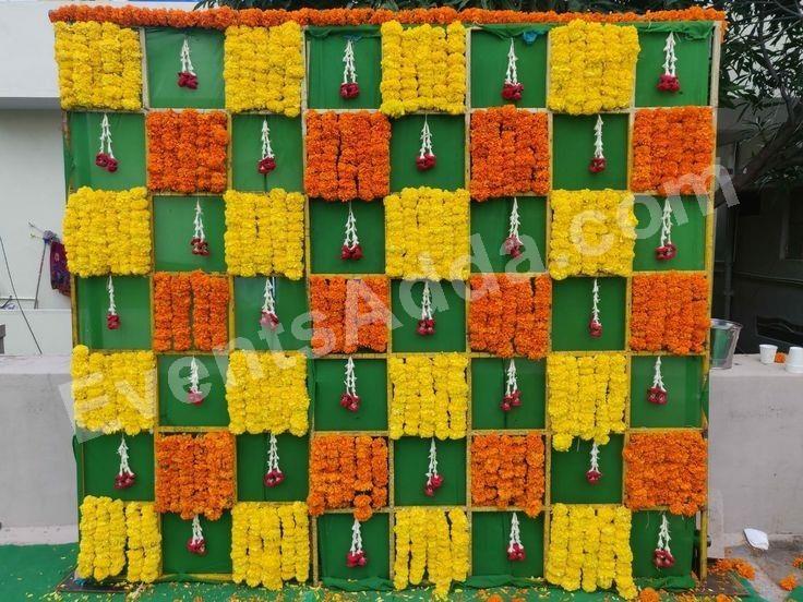 Traditional Marigold Floral Grid Backdrop Decoration Decoration in Jaipur