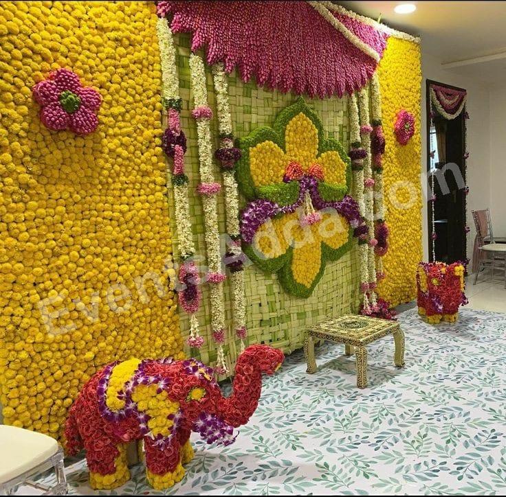 Traditional Marigold Floral Peacock Decoration Decoration in Bangalore