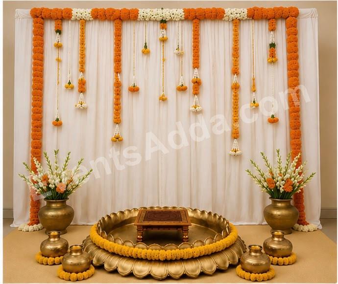 traditional-marigold-haldi-ceremony-stage-decoration in Kolkata