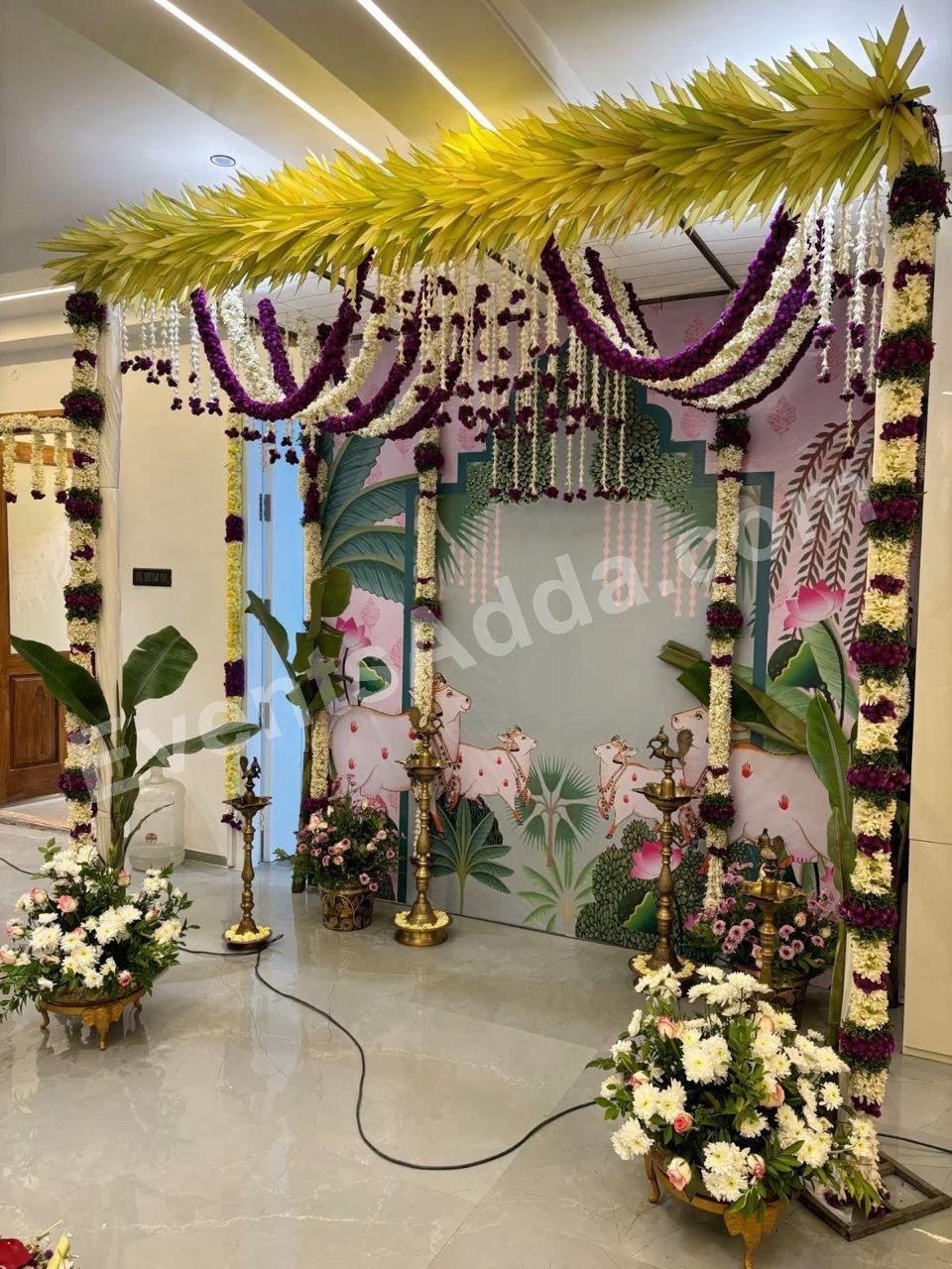 Traditional Purple & White Floral Mandap Decoration Decoration in Udaipur