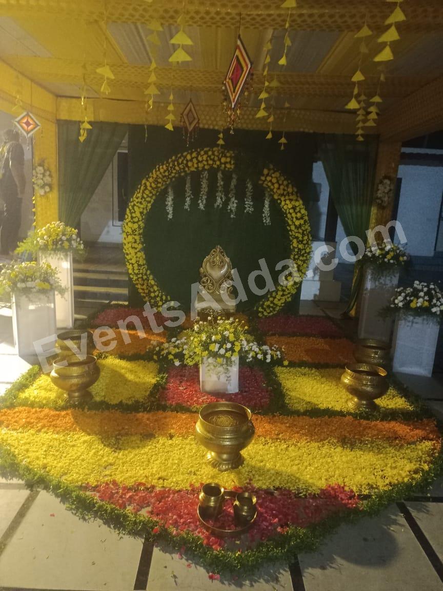 traditional-yellow-floral-haldi-ceremony-decoration in Bangalore