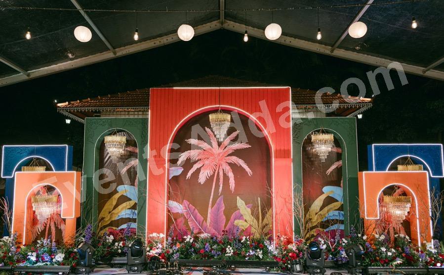 tropical-neon-arch-stage-decoration-2 in Kolkata