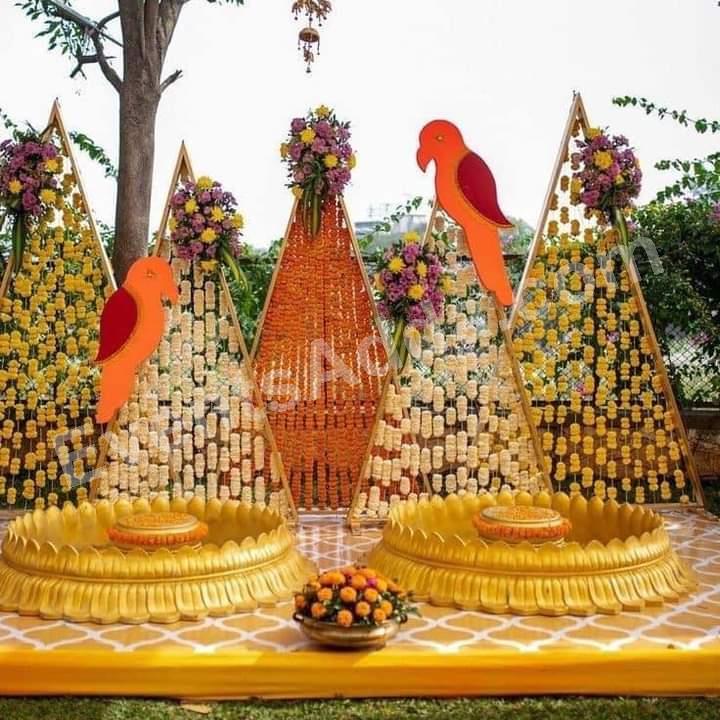 tropical-parrot-floral-stage-decoration in Udaipur