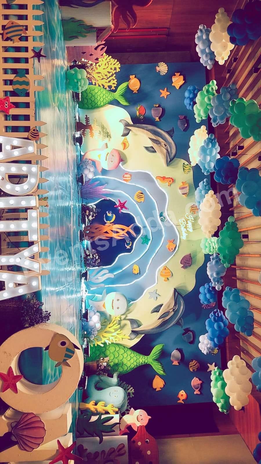 under-the-sea-ocean-theme-first-birthday-stage-decoration Decoration in =Chandigarh