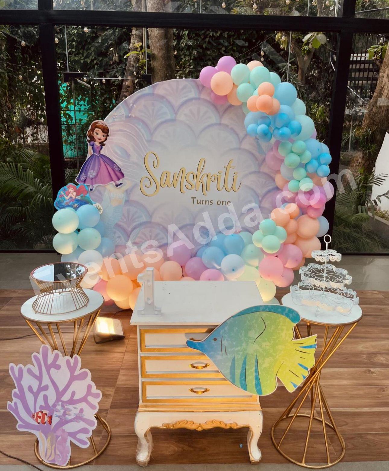 under-the-sea-princess-first-birthday-decoration in Nagarkurnool