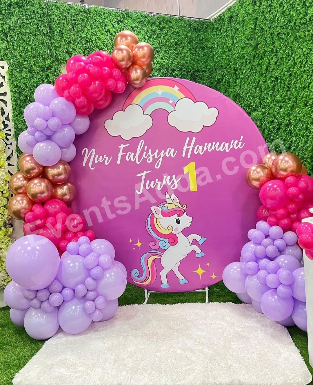 unicorn-rainbow-first-birthday-balloon-decoration in Jorhat