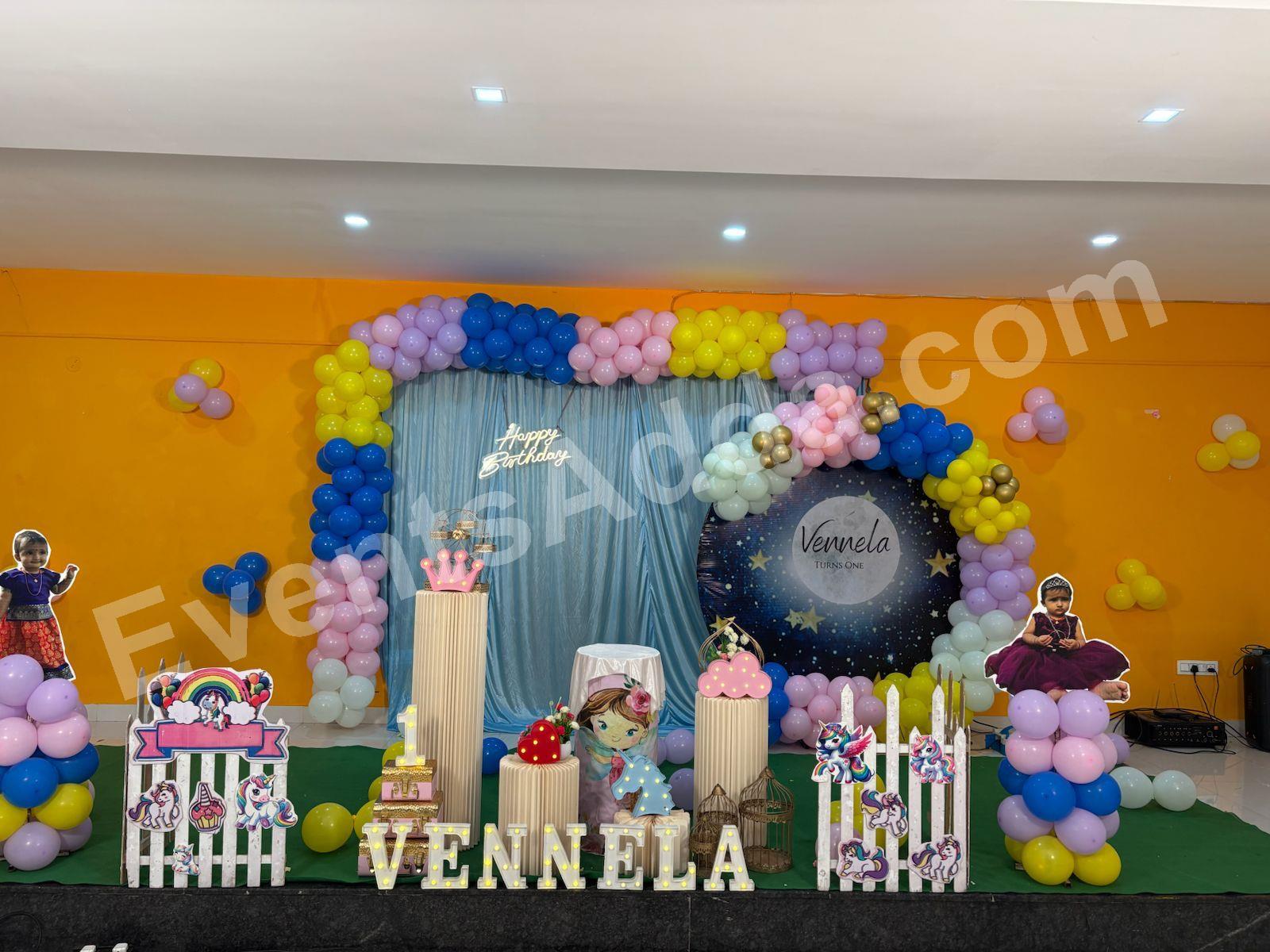 Unicorn Theme First Birthday Decoration in Bangalore