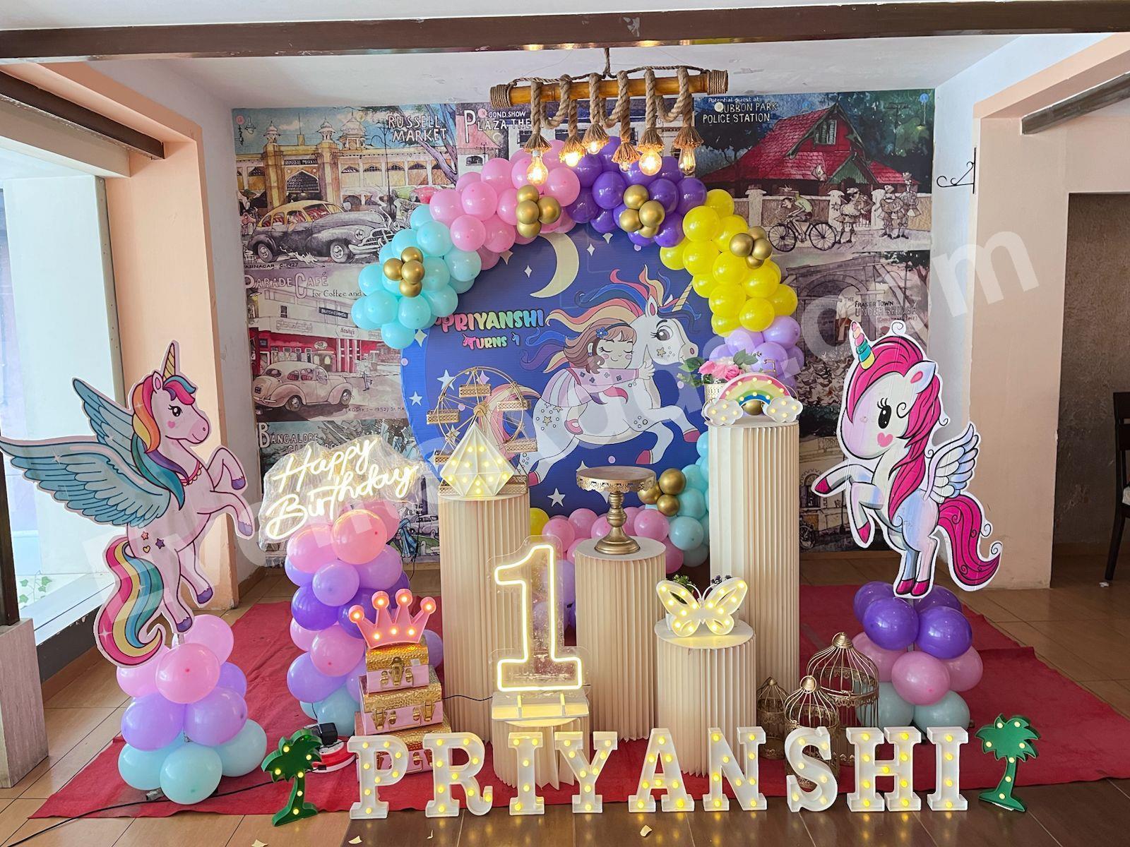 Unicorn Themed First Birthday Decoration in Bangalore