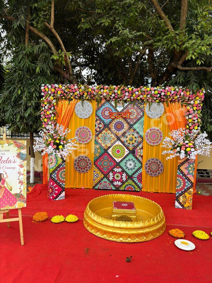 vibrant-floral-boho-haldi-ceremony-decoration in Ahmedabad