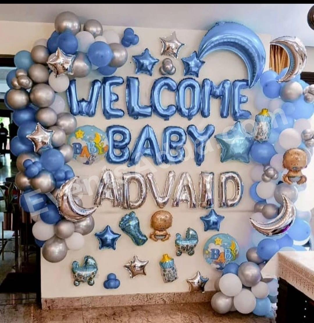 Welcome Baby Boy Balloon Wall Decoration Decoration in Pune