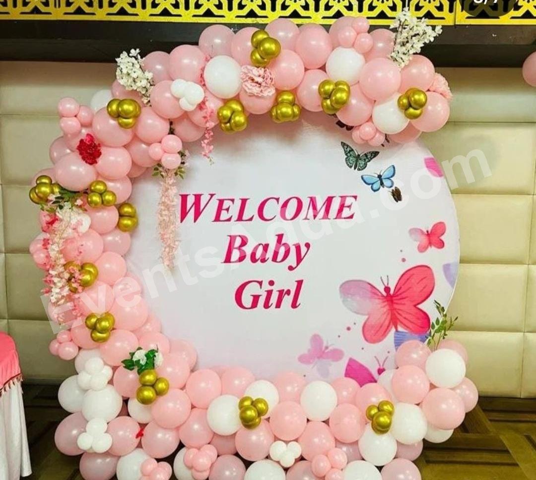 Welcome Baby Girl Butterfly Balloon Backdrop Decoration Decoration in Pune