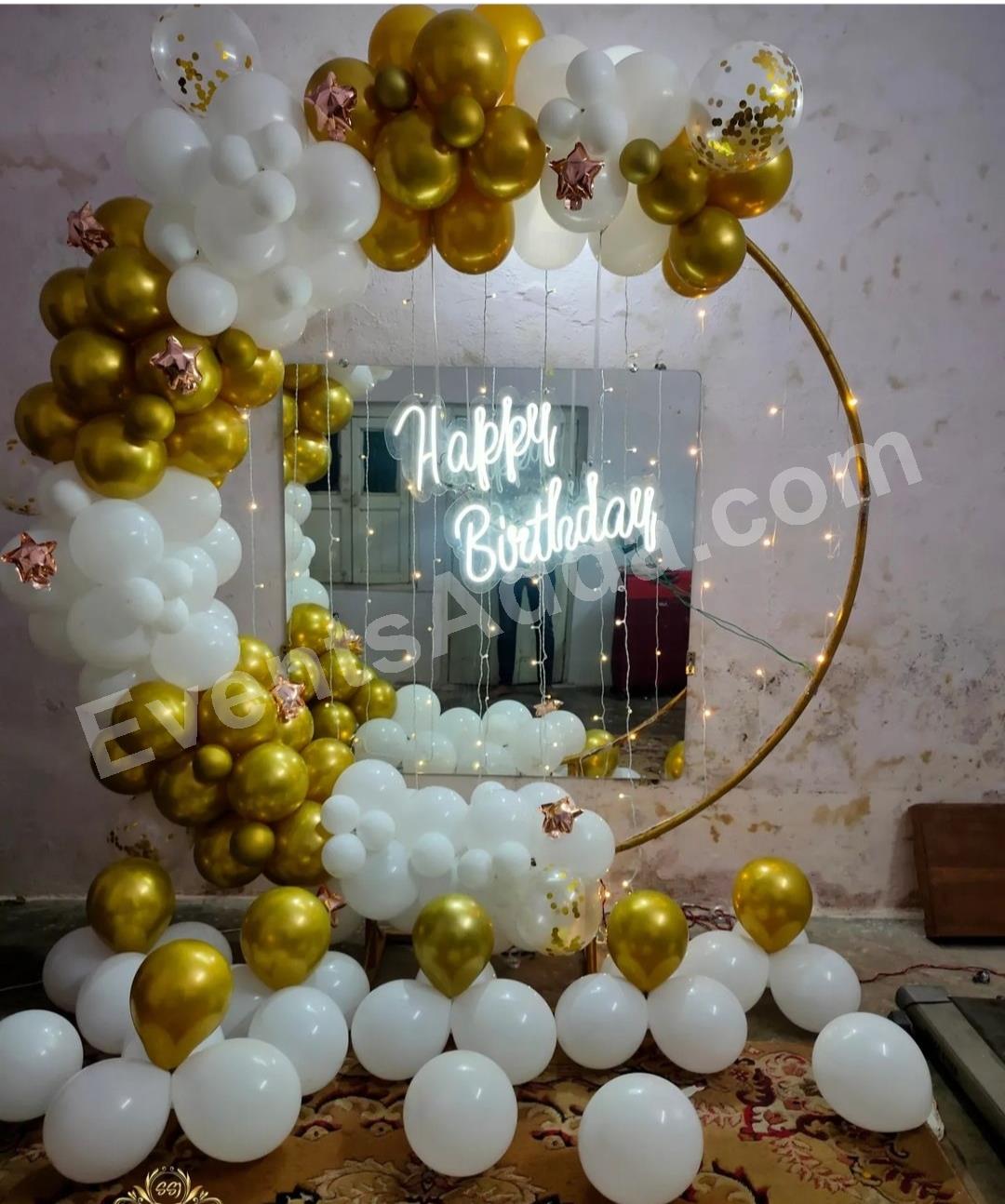 white-and-gold-birthday-hoop-decoration in Nagarkurnool