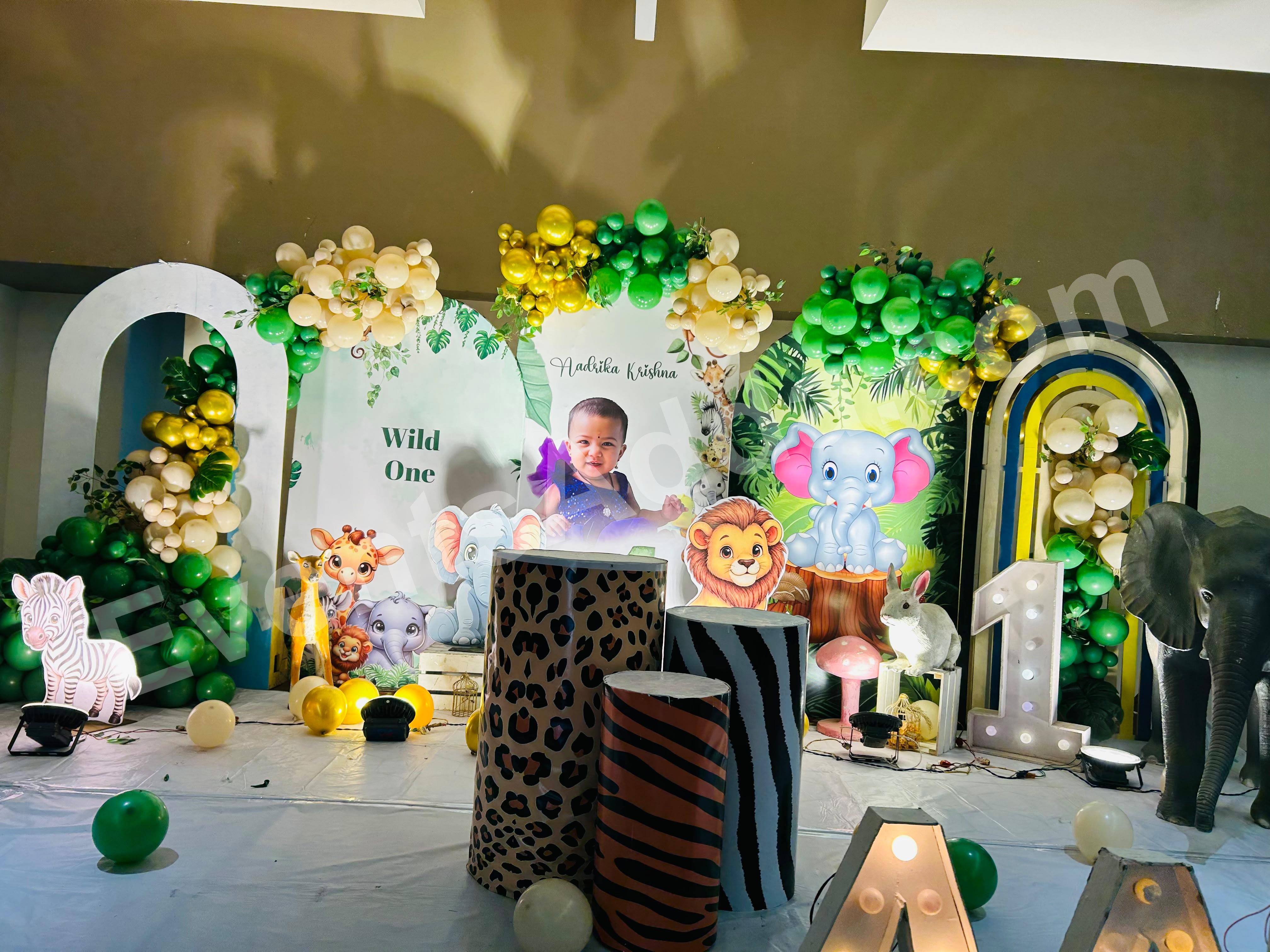 wild-one-jungle-safari-theme-birthday-stage-decoration in Malaysia